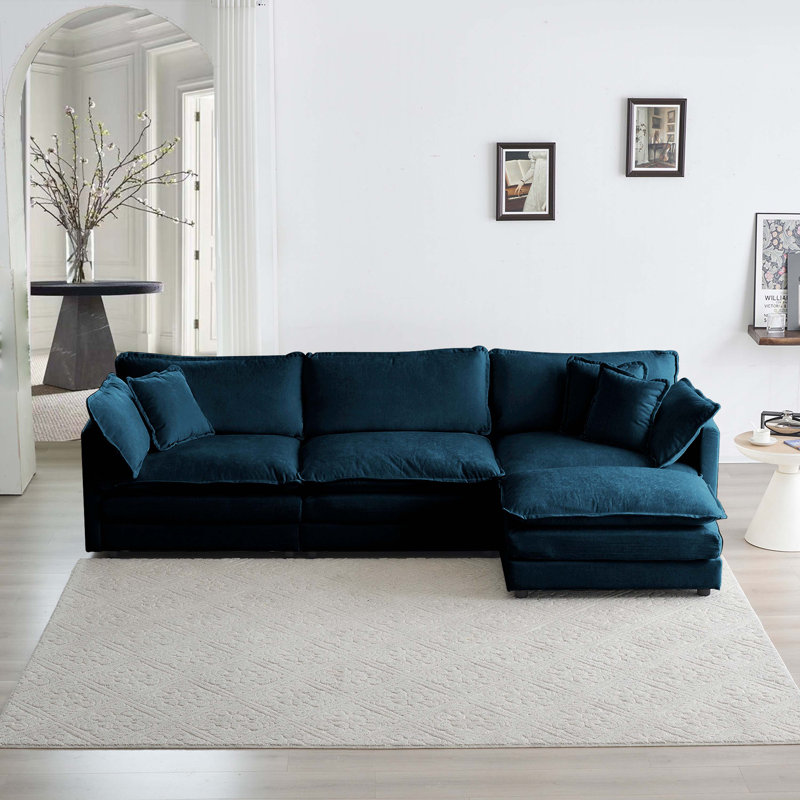 Blue sectional wayfair discount